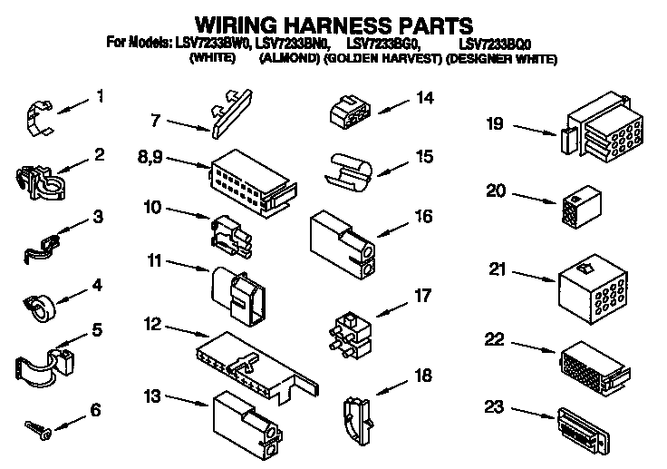 Whirlpool LSV7233BQ0 wiring harness diagram