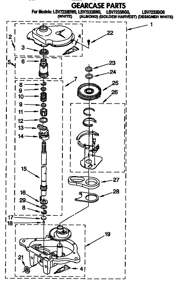 Whirlpool LSV7233BQ0 gearcase diagram