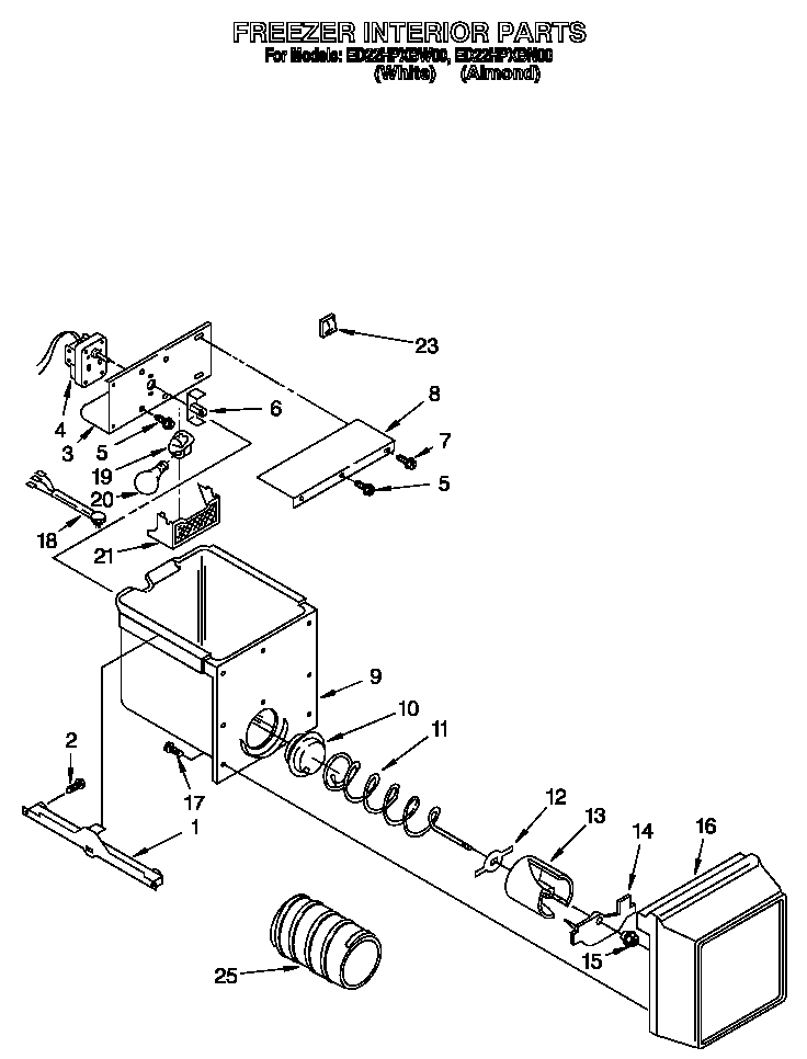 Whirlpool ED22HPXBN00 freezer interior diagram