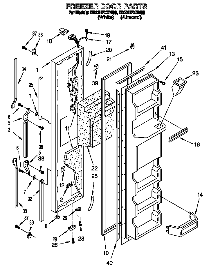 Whirlpool ED22HPXBN00 freezer door diagram