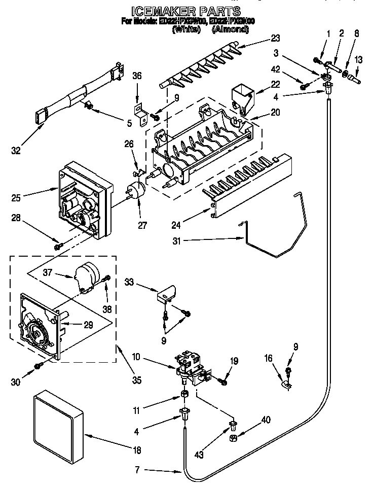 Whirlpool ED22HPXBN00 icemaker diagram