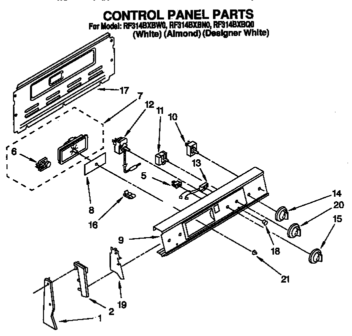 Whirlpool RF314BXBW0 control panel diagram
