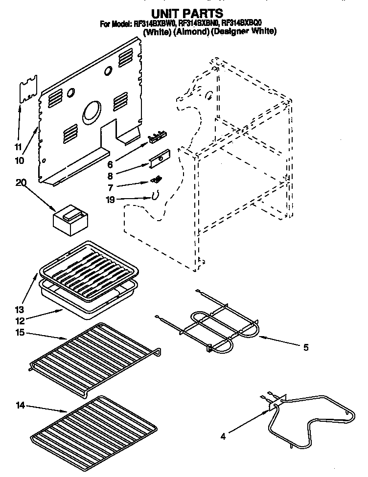 Whirlpool RF314BXBW0 unit diagram