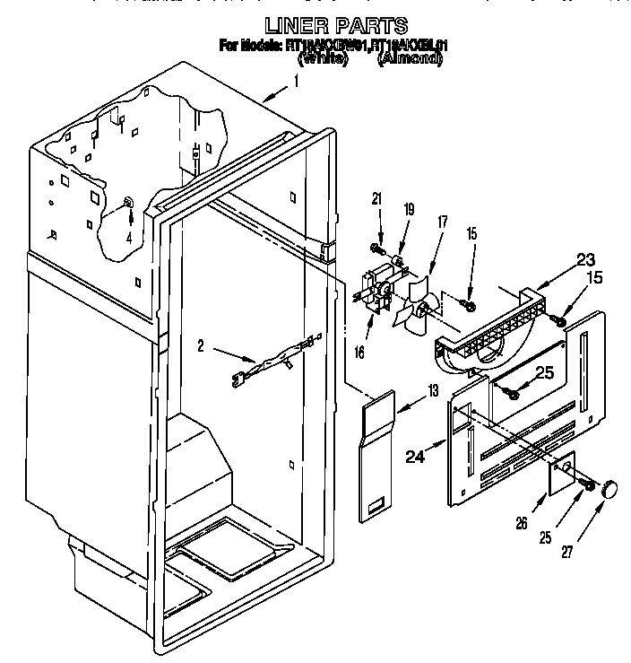 Roper RT18AKXBW01 liner diagram