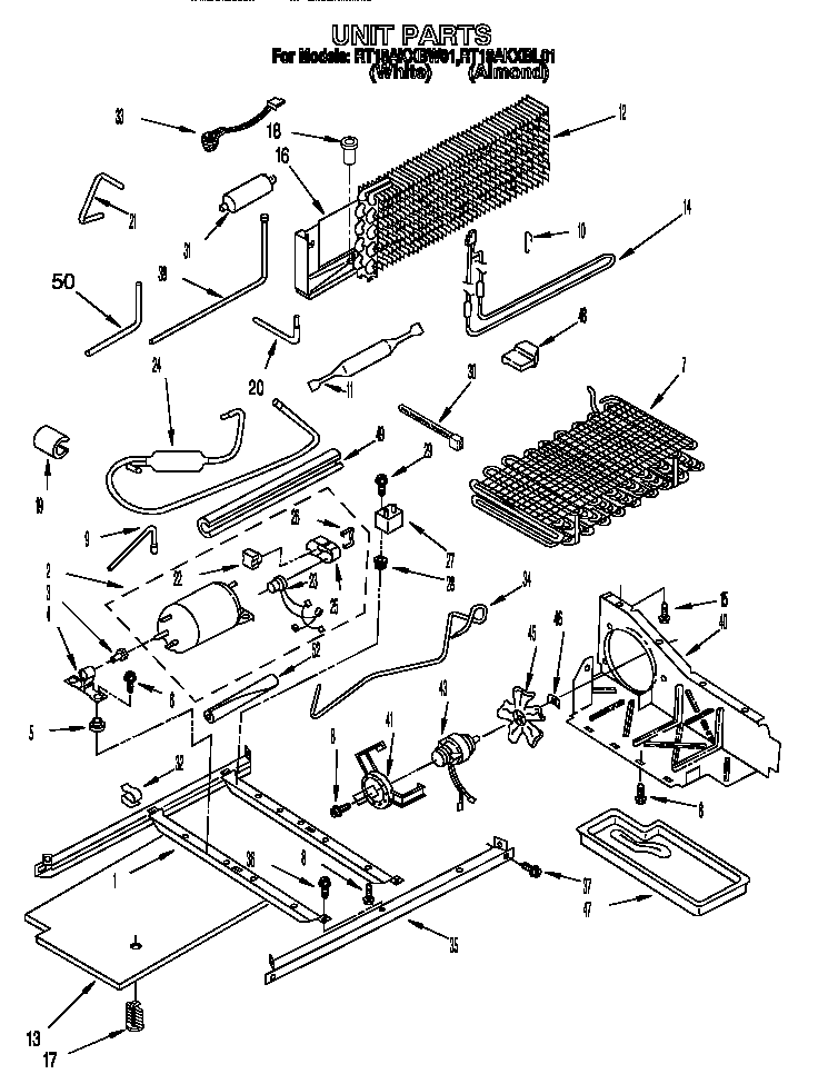Roper RT18AKXBW01 unit diagram