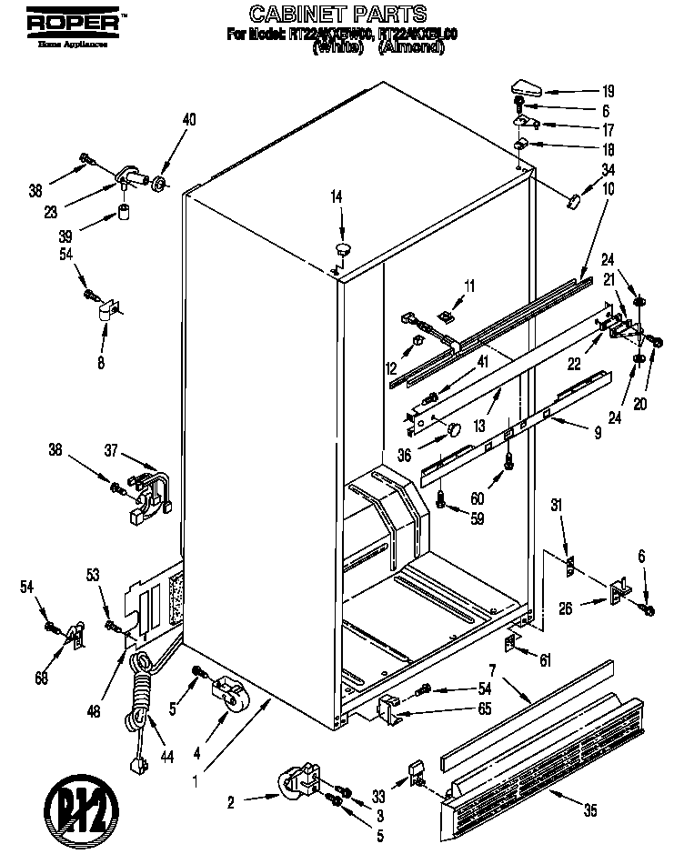 Roper RT22AKXBW00 cabinet diagram