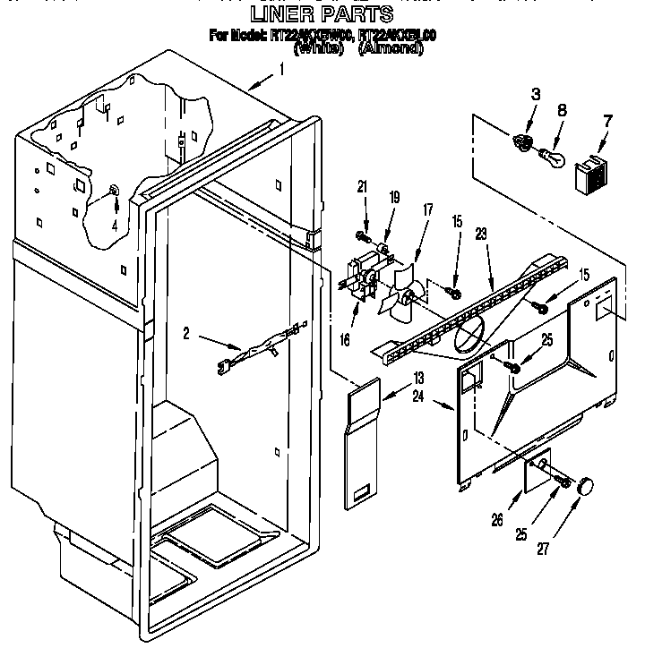 Roper RT22AKXBW00 liner diagram