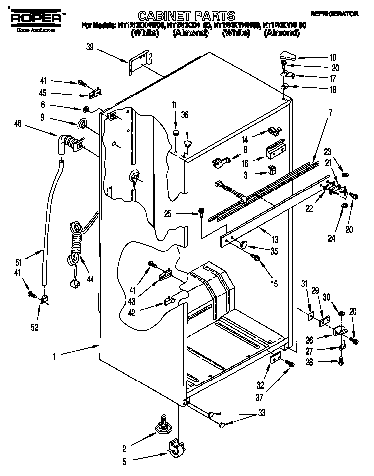 Roper RT12DKYBL00 cabinet diagram