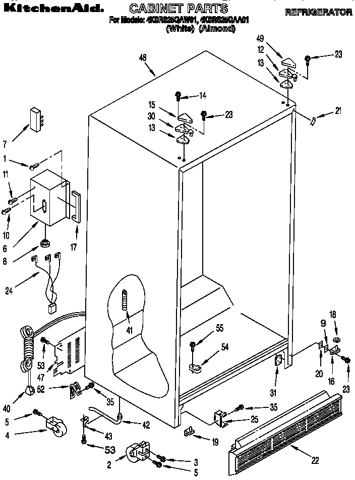 KitchenAid 4KSRS25QAA01 cabinet diagram