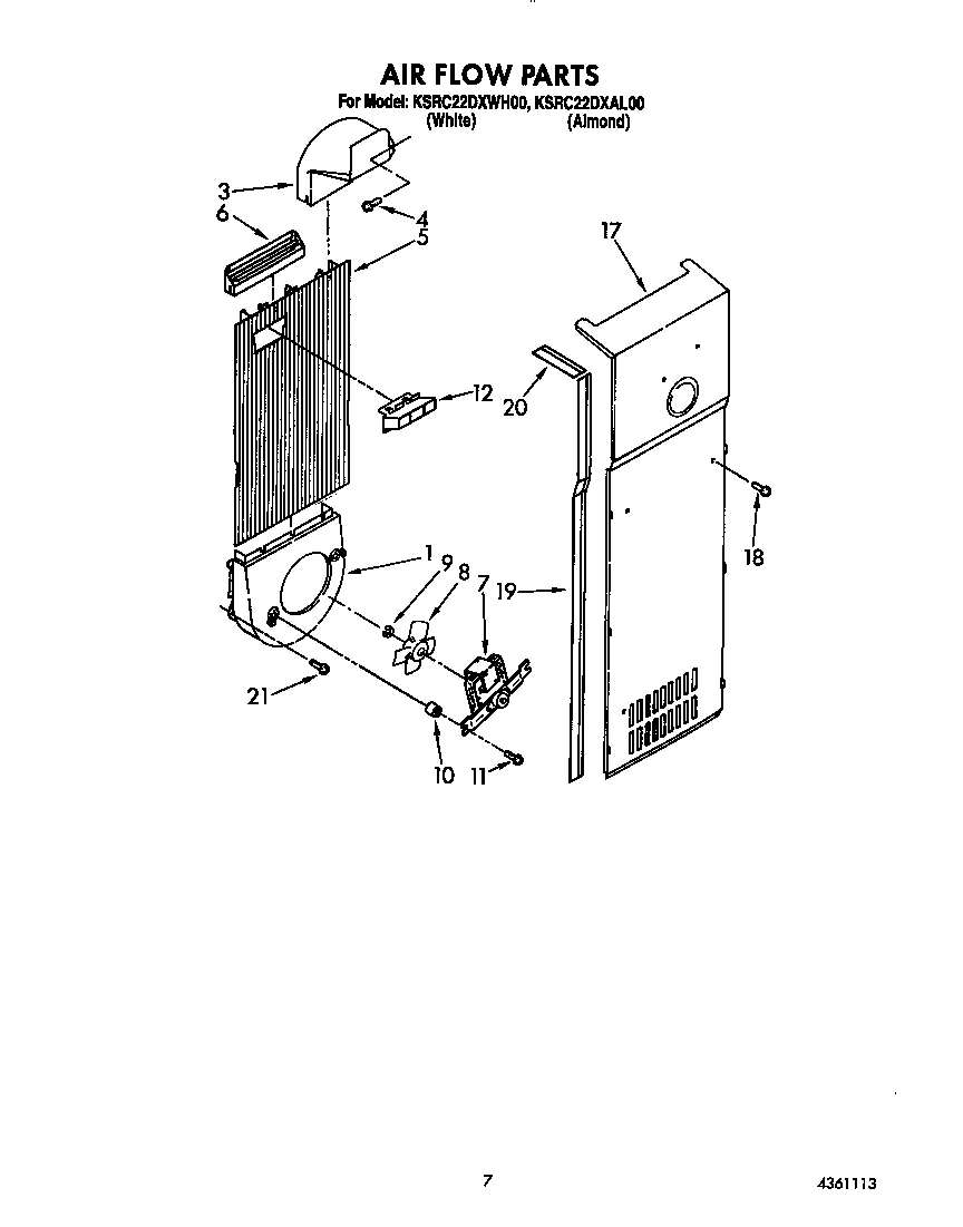 KitchenAid KSRC22DXWH00 air flow diagram