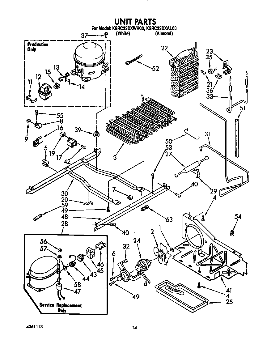 KitchenAid KSRC22DXWH00 unit diagram