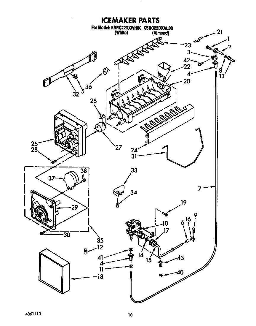 KitchenAid KSRC22DXWH00 icemaker diagram