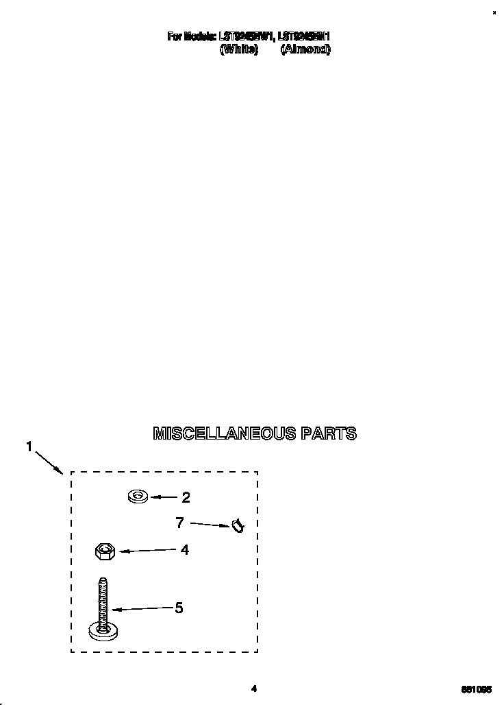 Whirlpool LST9245BN1 miscellaneous diagram