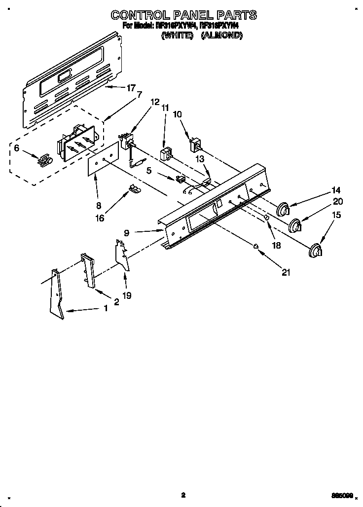 Whirlpool RF316PXYW4 control panel diagram