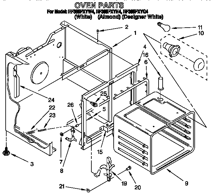 Whirlpool RF385PXYN4 oven diagram