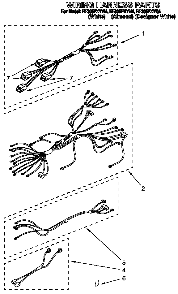 Whirlpool RF385PXYN4 wiring harness diagram