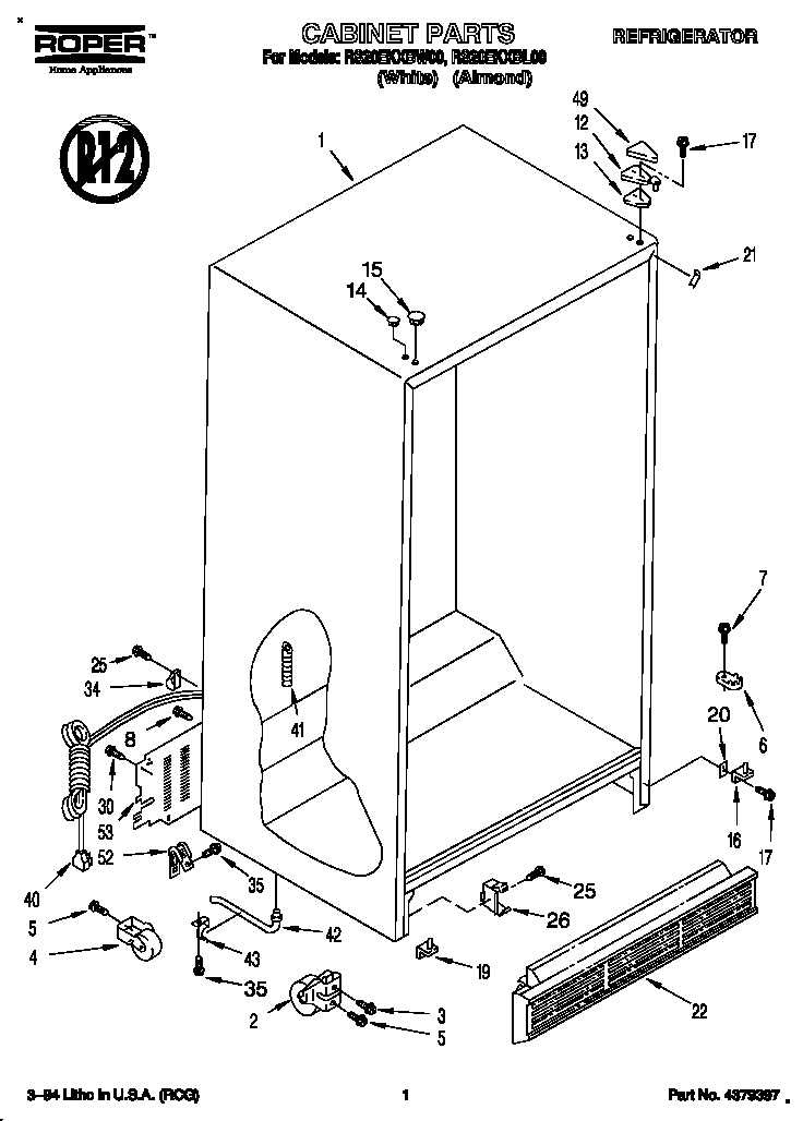 Roper RS20EKXBL00 cabinet diagram