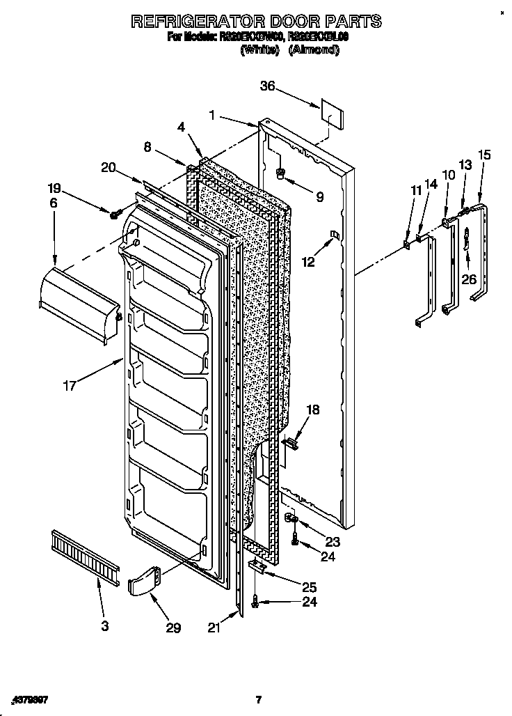 Roper RS20EKXBL00 refrigerator door diagram