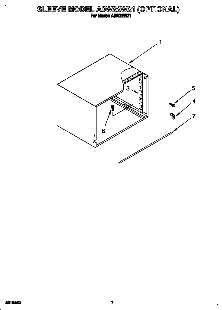 Whirlpool ACU082XA0 sleeve model diagram