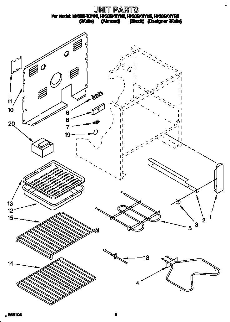 Whirlpool RF396PXYB5 unit diagram