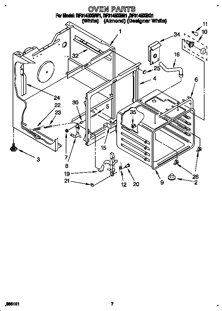 Whirlpool RF314BXBN1 oven diagram