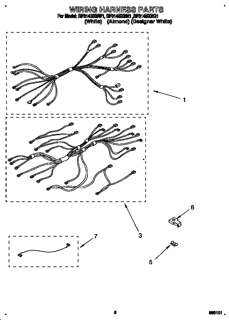 Whirlpool RF314BXBN1 wiring harness diagram