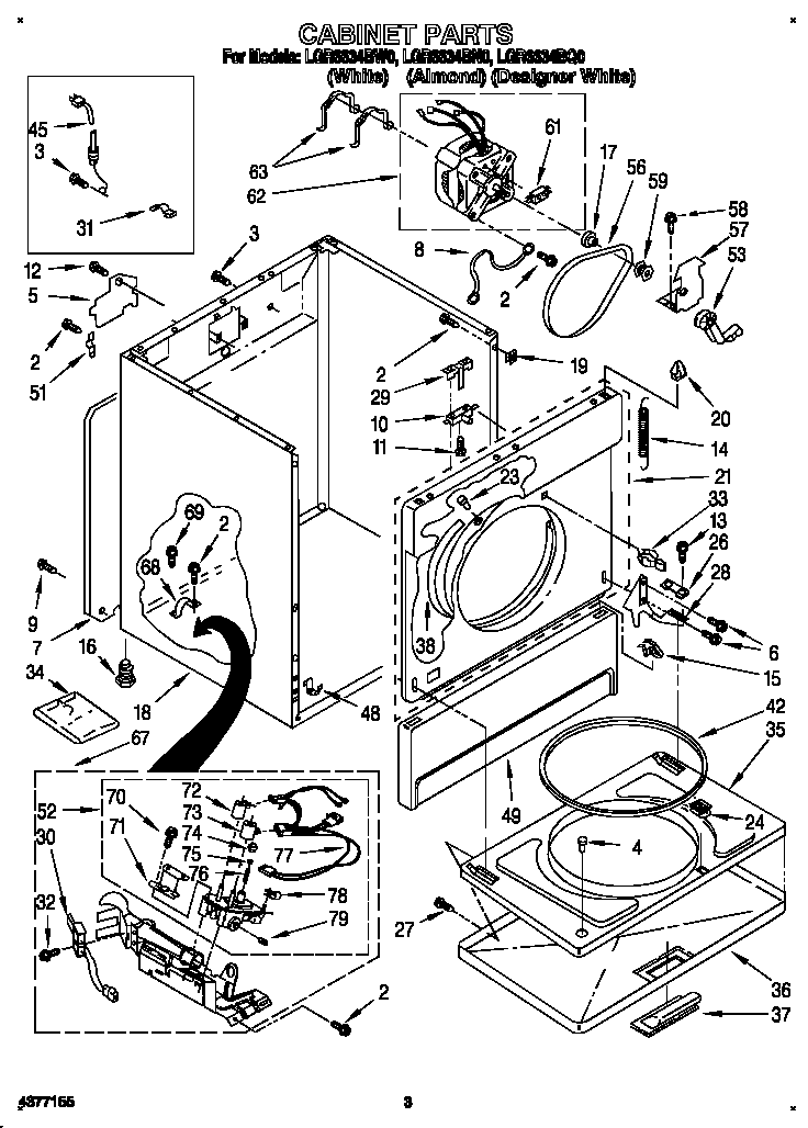 Whirlpool LGR6634BN0 cabinet diagram