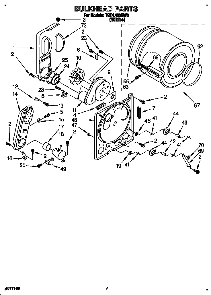 Whirlpool TGDL400BW0 bulkhead diagram
