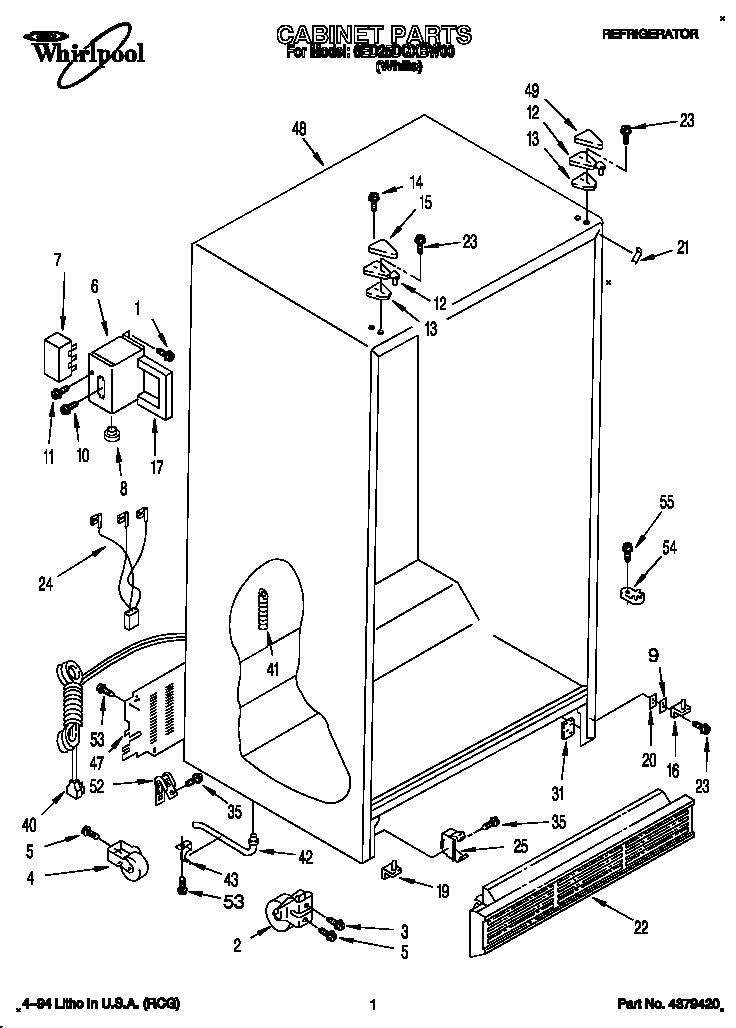 Whirlpool 6ED25DQXBW00 cabinet diagram