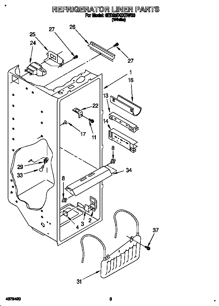Whirlpool 6ED25DQXBW00 refrigerator liner diagram