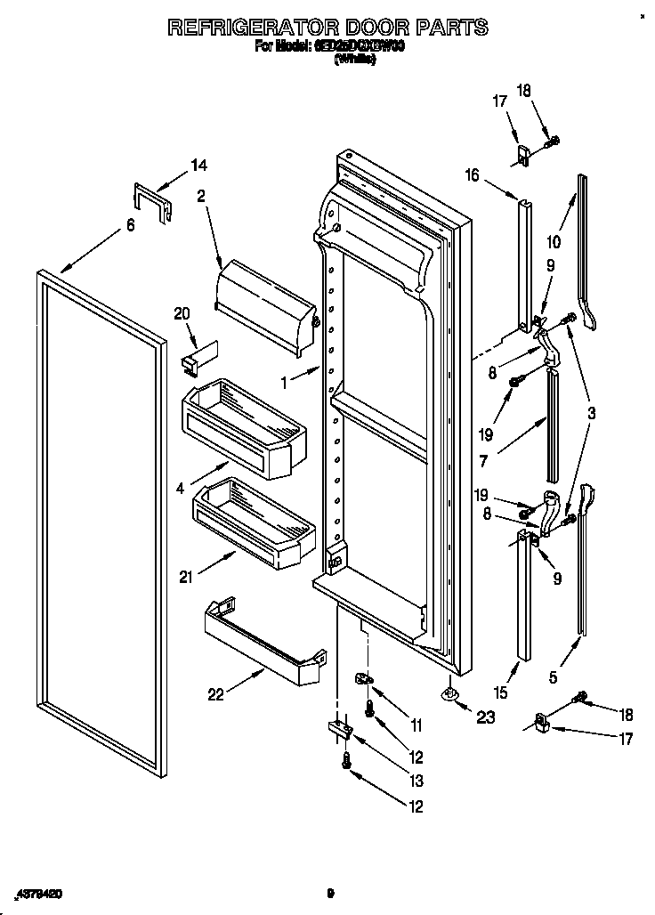 Whirlpool 6ED25DQXBW00 refrigerator door diagram