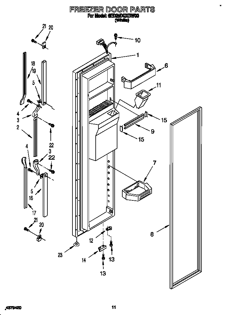 Whirlpool 6ED25DQXBW00 freezer door diagram