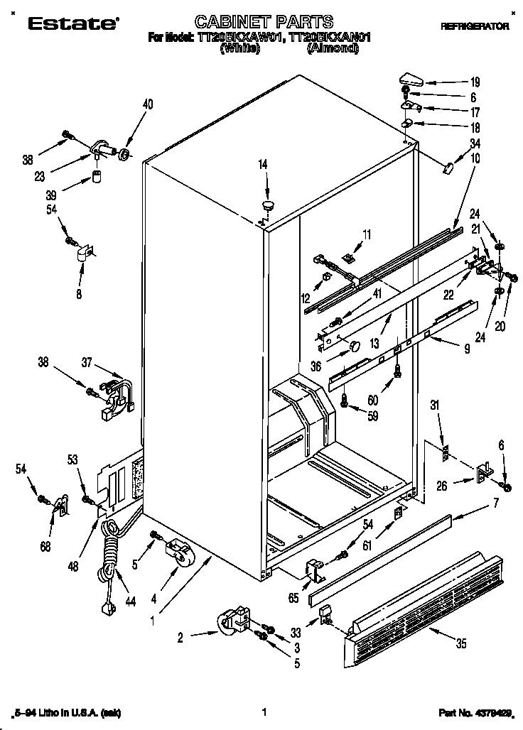 Whirlpool TT20BKXAN01 cabinet diagram
