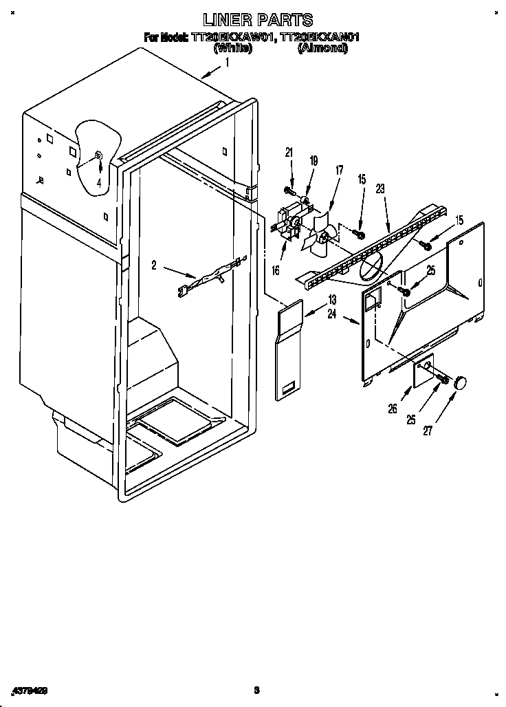 Whirlpool TT20BKXAN01 liner diagram