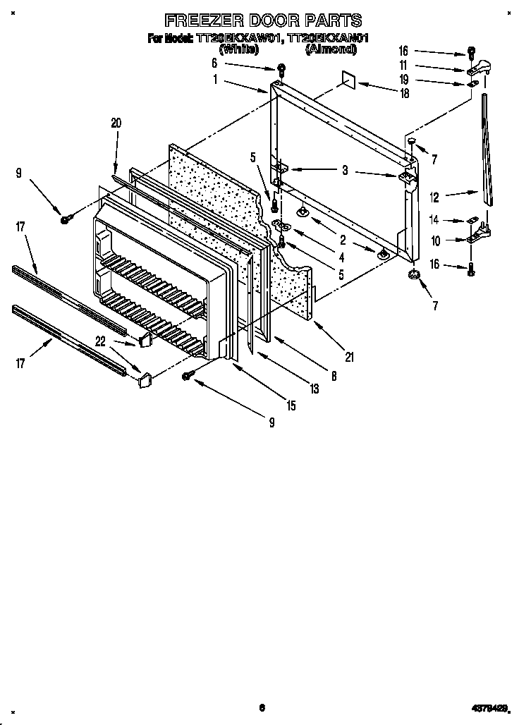 Whirlpool TT20BKXAN01 freezer door diagram