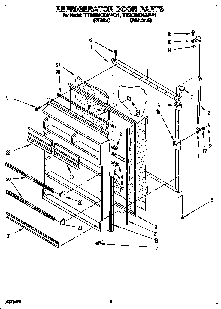 Whirlpool TT20BKXAN01 refrigerator door diagram