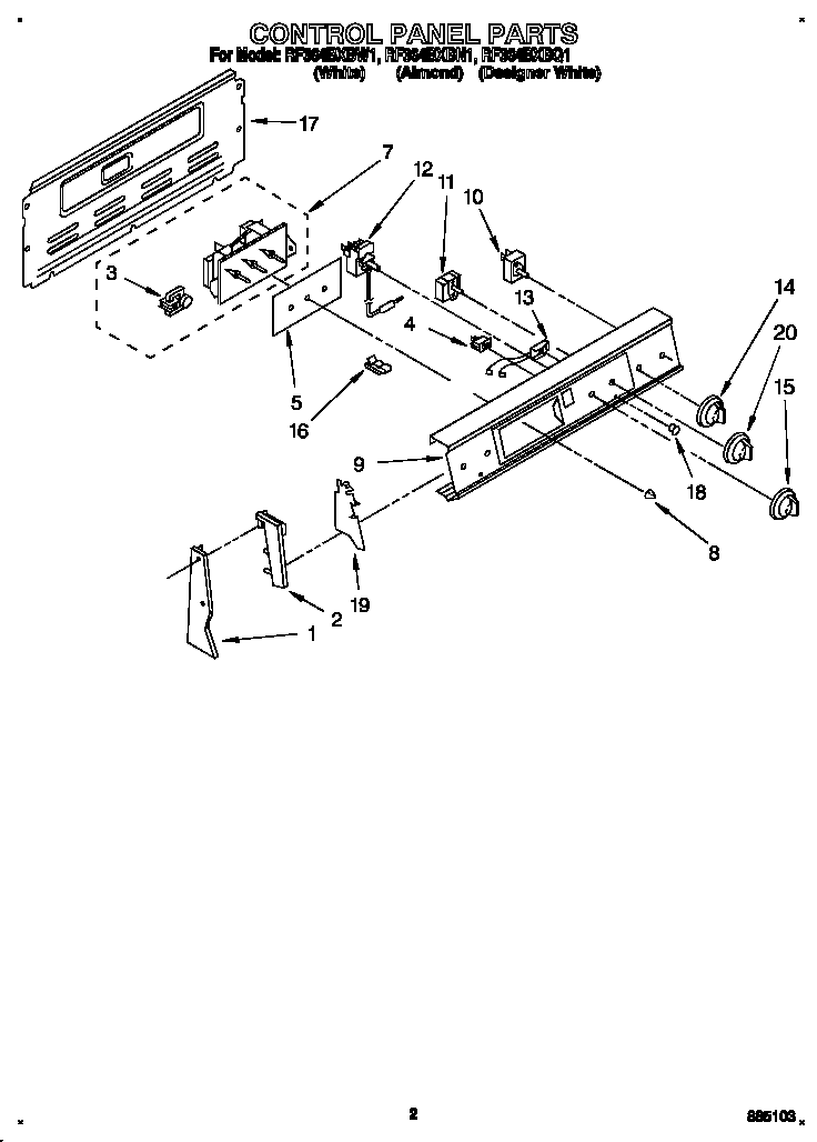 Whirlpool RF364BXBN1 control panel diagram
