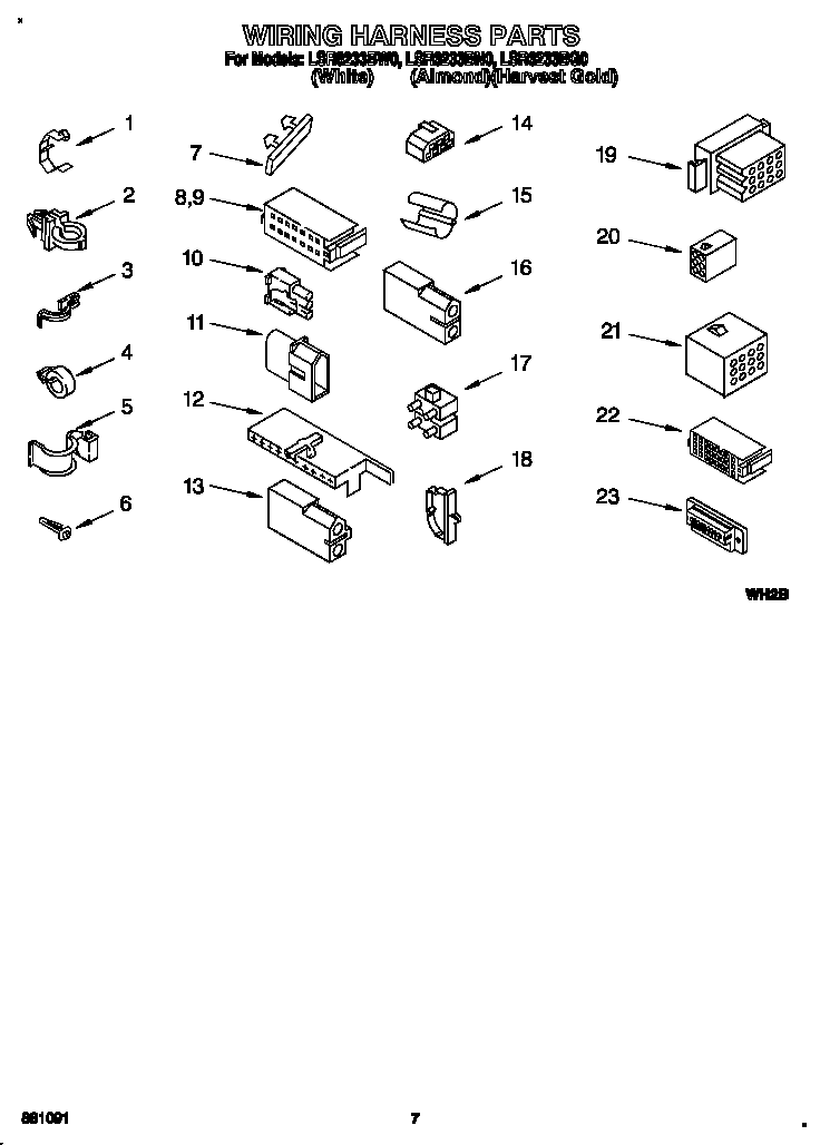Whirlpool LSR6233BW0 wiring harness diagram