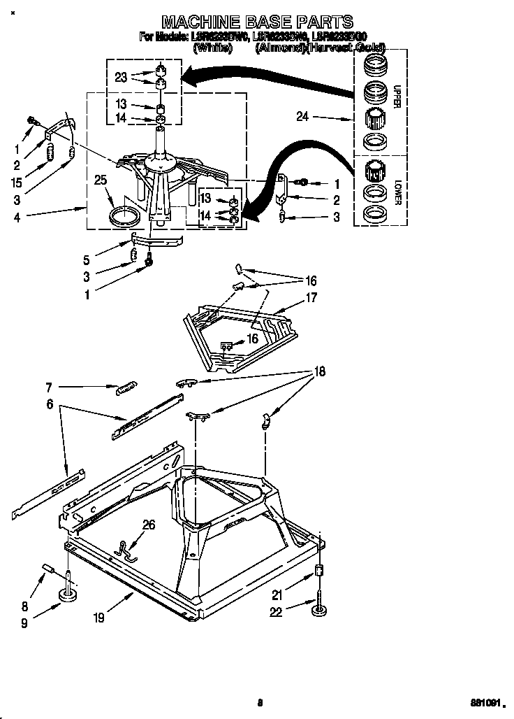 Whirlpool LSR6233BW0 machine base diagram