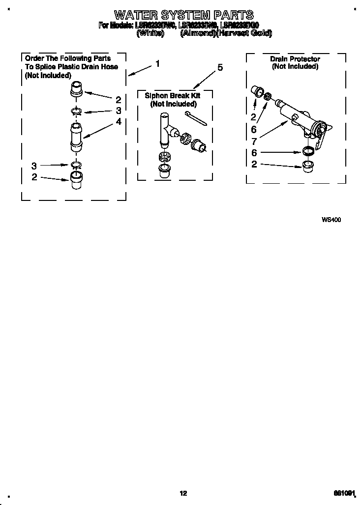 Whirlpool LSR6233BW0 water system diagram