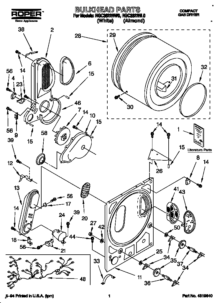 Roper RGC3622BW0 bulkhead diagram