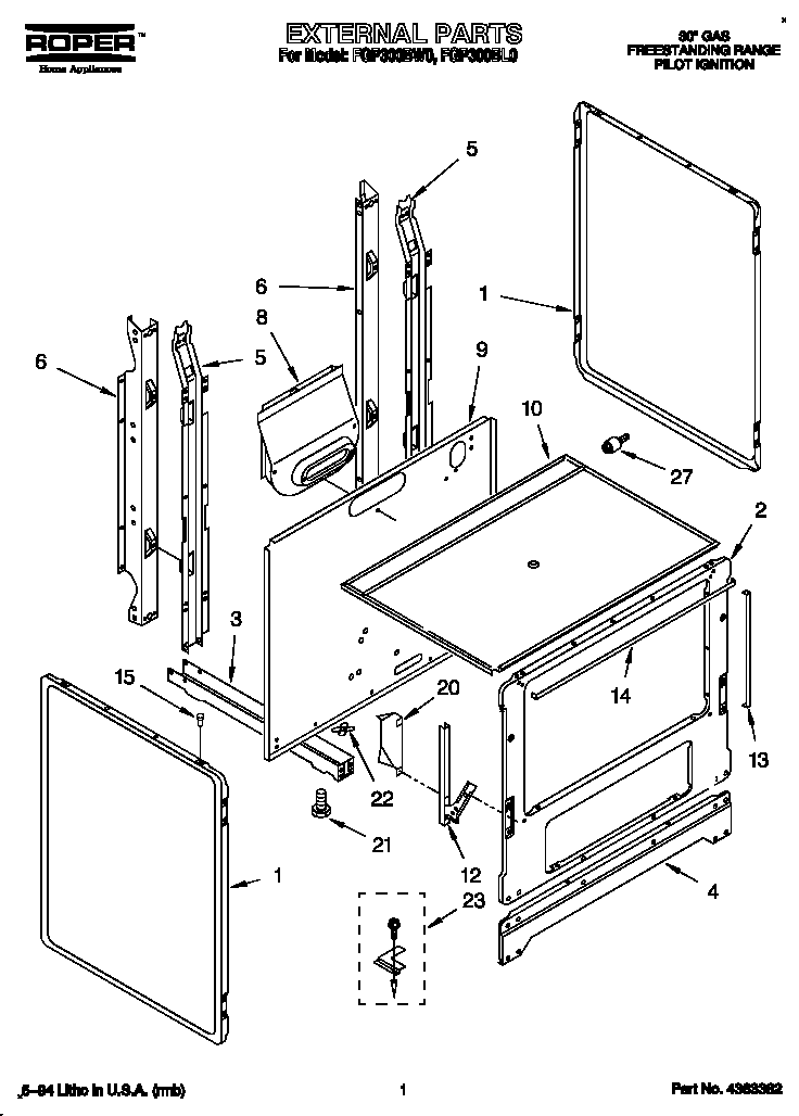 Roper FGP300BW0 external diagram