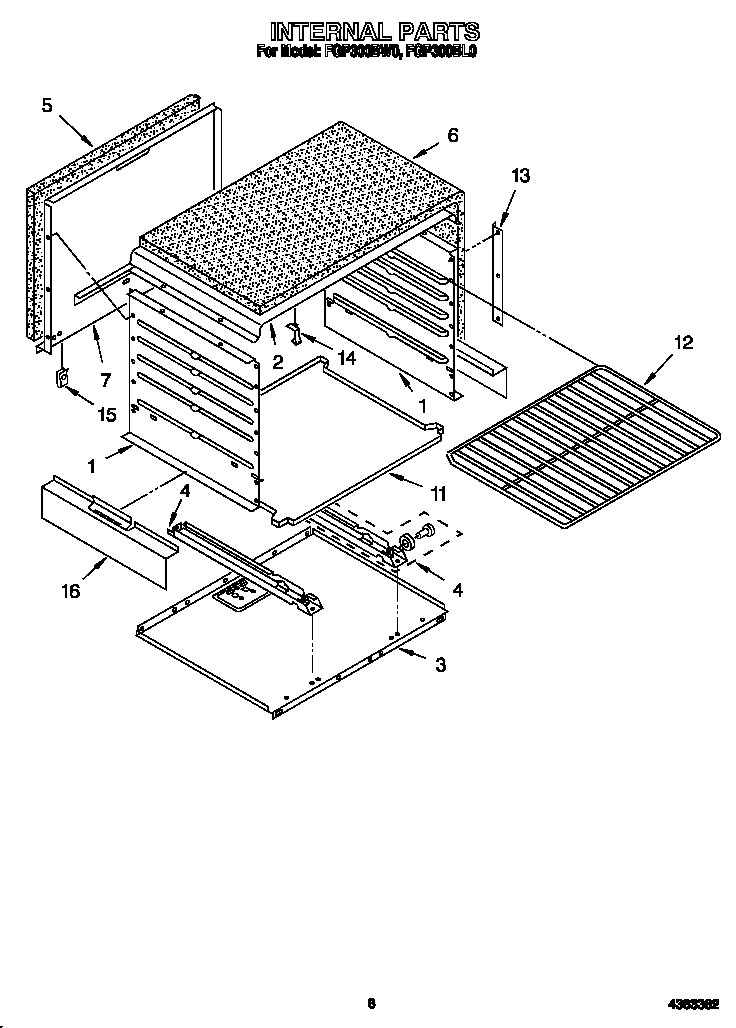 Roper FGP300BW0 internal diagram