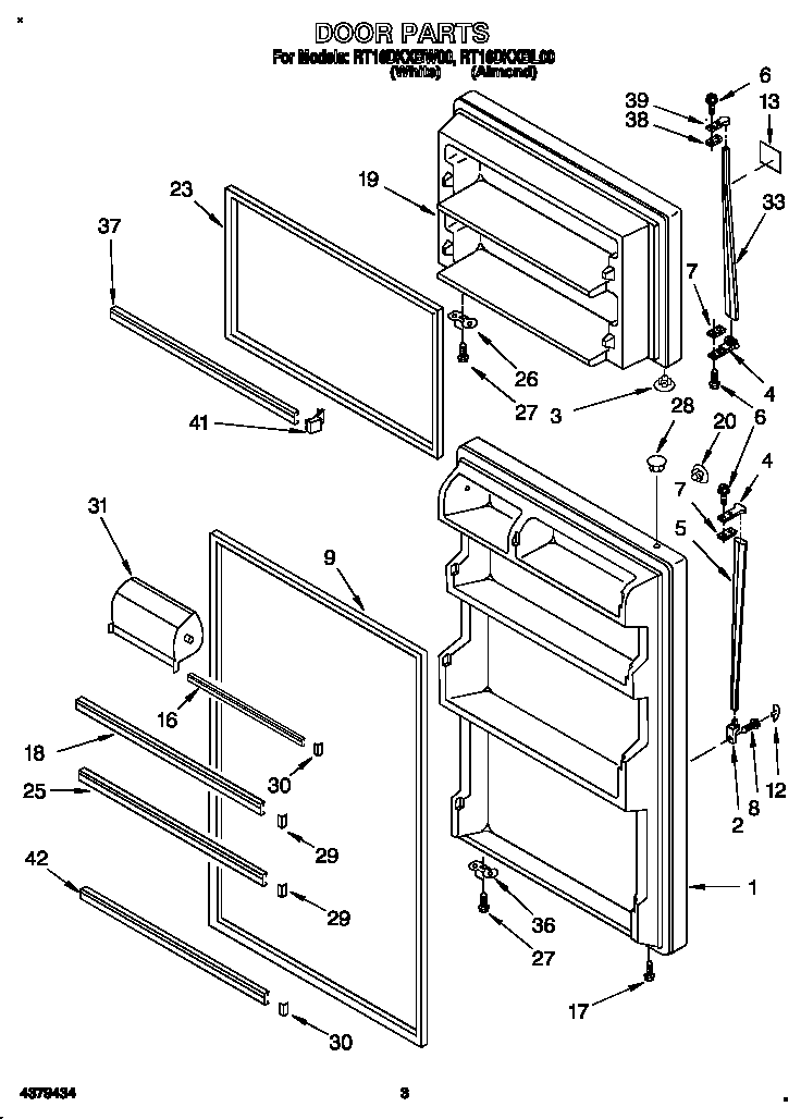 Roper RT16DKXBL00 door diagram