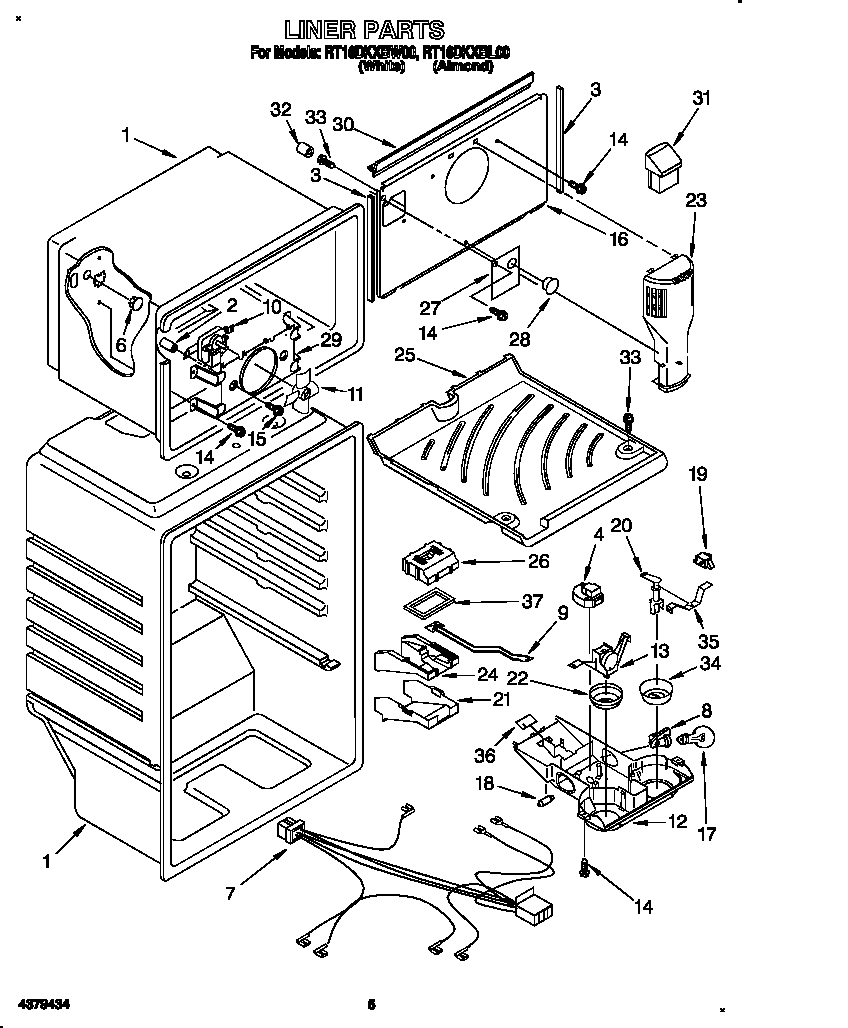 Roper RT16DKXBL00 liner diagram