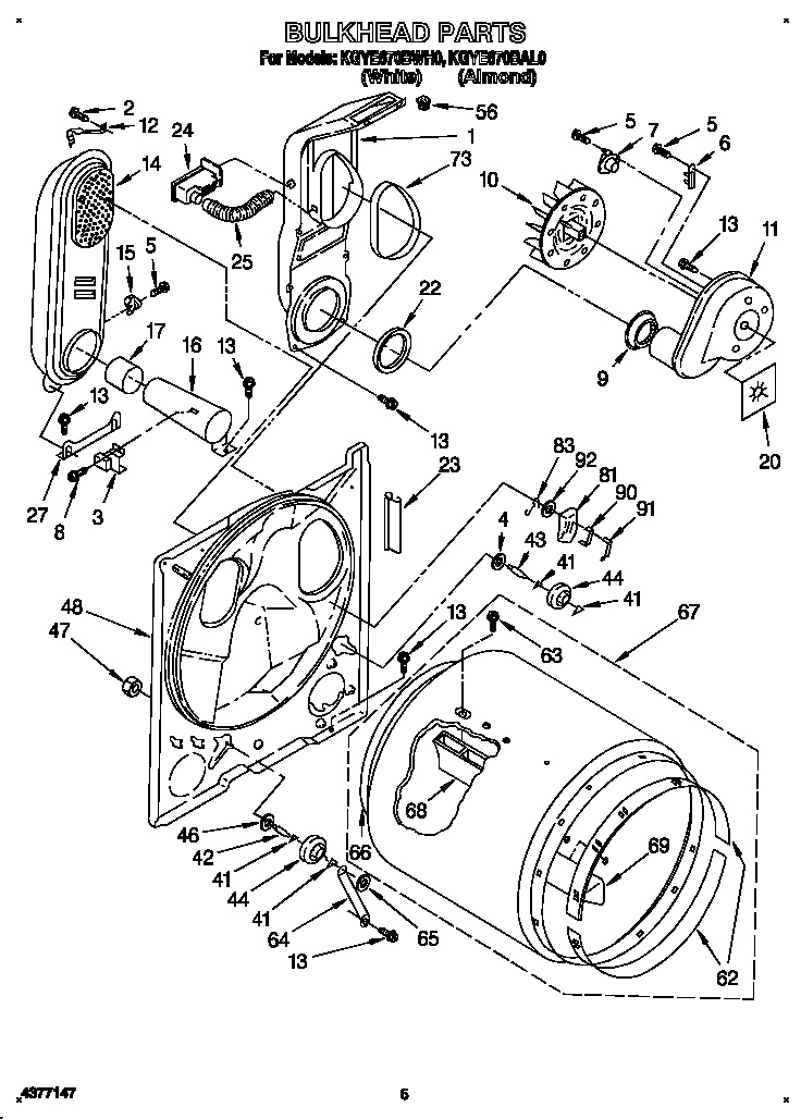 KitchenAid KGYE670BAL0 bulkhead diagram