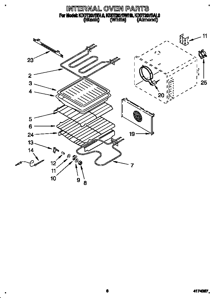 KitchenAid KDDT207BBL0 internal oven diagram