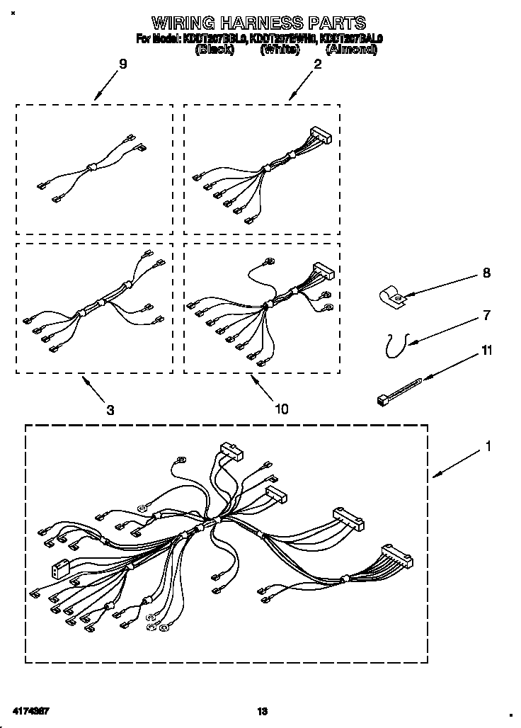 KitchenAid KDDT207BBL0 wiring harness diagram