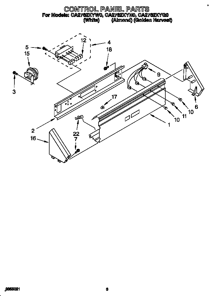 Whirlpool CA2762XYW0 control panel diagram