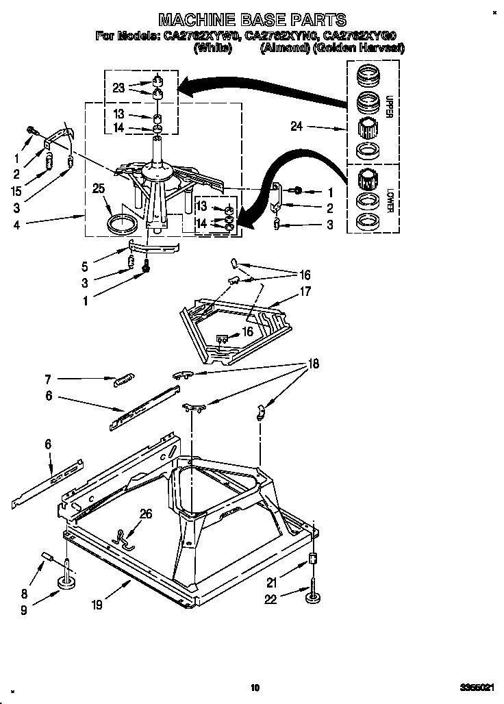 Whirlpool CA2762XYW0 machine base diagram